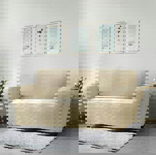 Home Republic Mink Velvet Luxury Stretch Sofa Slip Cover - One Seater