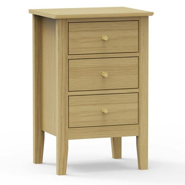 Core Products Set of 2 Henley 3-Drawer Premium Light-Oak Effect Bedside Cabinets