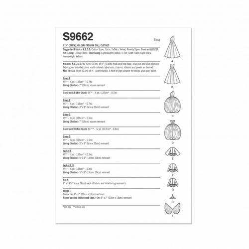 Simplicity Sewing Pattern 9662, Doll Clothes OS (One Size) - Easy