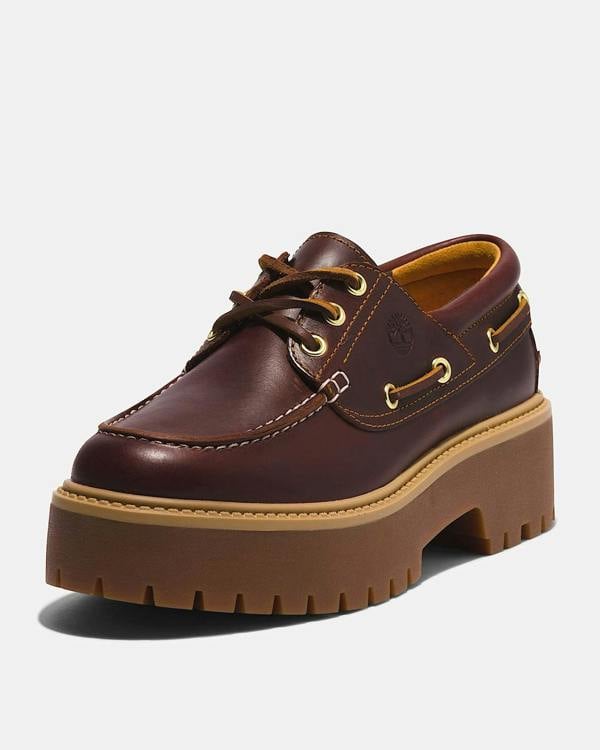 Timberland Stone Street Womens Platform Boat Shoes - Root Beer - CHO - Designer Womens Boat Shoes