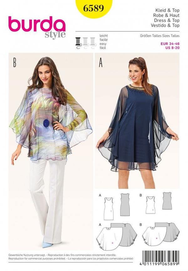 Burda Sewing Pattern 6589 Dresses and Tops For Women, 8 to 20 - Easy