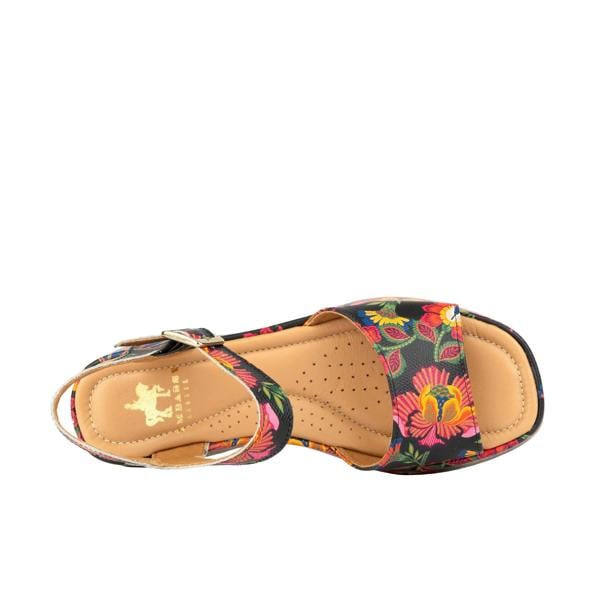 Embassy London Palm Rise - Red Flowers - Women's Leather Platform Sandal