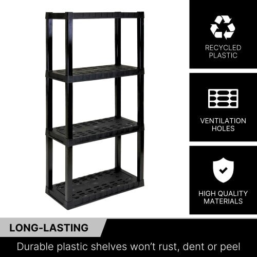 Oskar 4 Tier Shelves Garage Shelving Units Heavy Duty Storage Racking Shelf 35x76x144cm