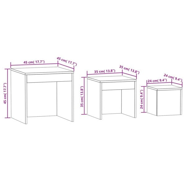 Berkfield Nesting Tables 3 pcs Grey Sonoma Engineered Wood