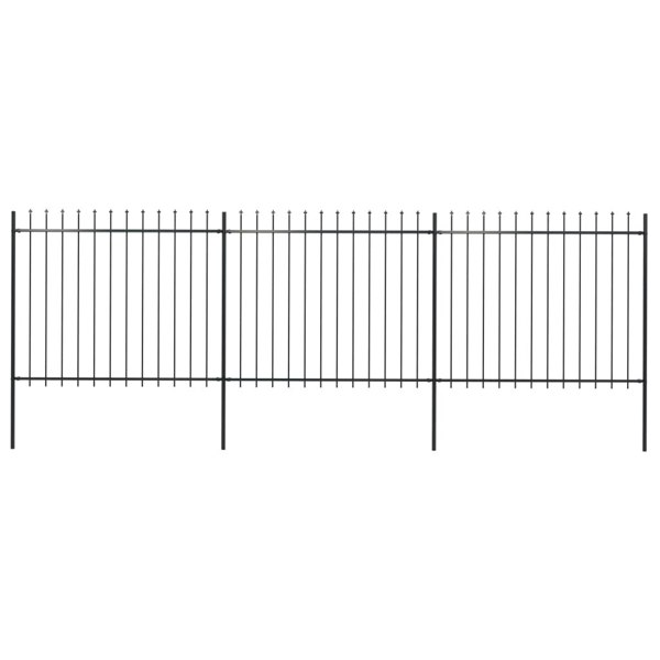 Berkfield Garden Fence with Spear Top Steel 5.1x1.5 m Black