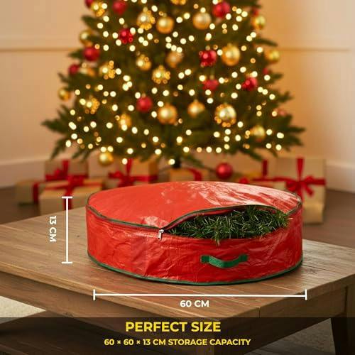 Shatchi Size options Christmas Wreath and Garland Storage Bag, Heavy-Duty Polypropylene with Carry Handles