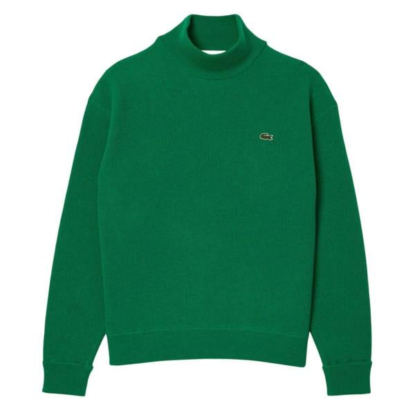 Lacoste Womens/Ladies Carded Wool High-Neck Relaxed Fit Sweater Top - Green - 