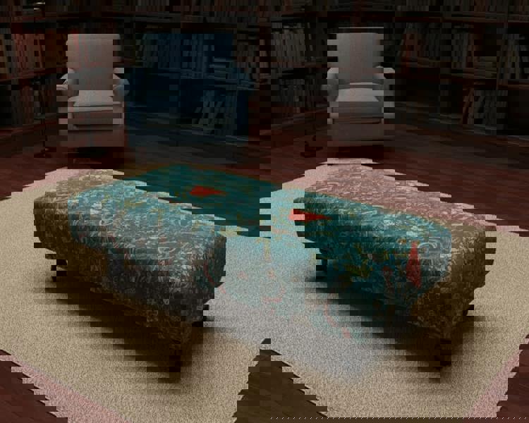 Green Printed Fabric Footstool Bench – Stylish Living Room Ottoman UK - ISTOOLS