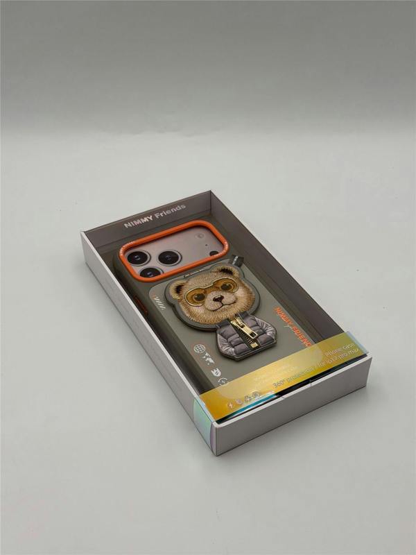 Nimmy Friends Nimmy Cool & Cute 2.0 Bear Case with MagSafe Stand for iPhone 17 Pro Max 6.9" Grey Orange - N-YJKM-CXZJZH-IP17-PRO-MAX-011-A