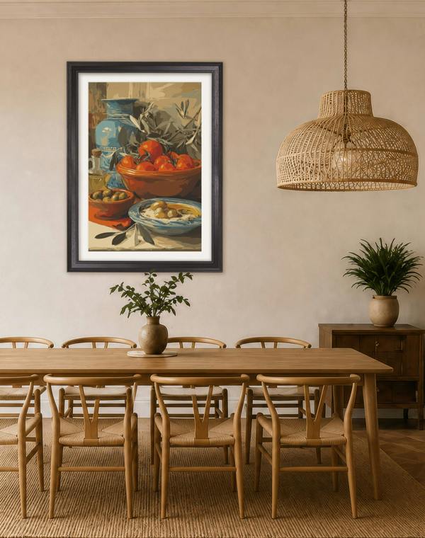 Exceptional Art Mediterranean Feast - Black Hurstwood Frame
