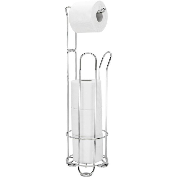 Dyzi Freestanding Toilet Paper Holder 3 Roll Storage Stand Chrome