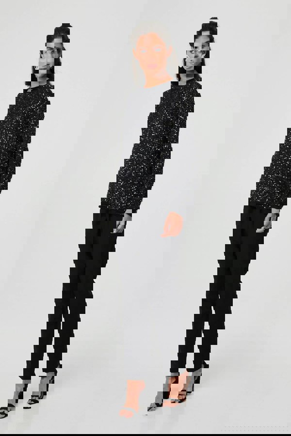 Black | Sparkly Embellished Slim Jumper
