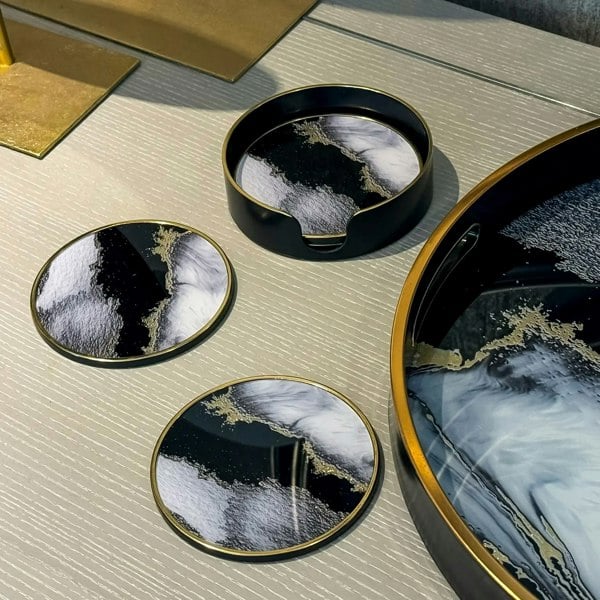 Maison des Cadeaux Set of 4 Abstract Round Drink Coasters