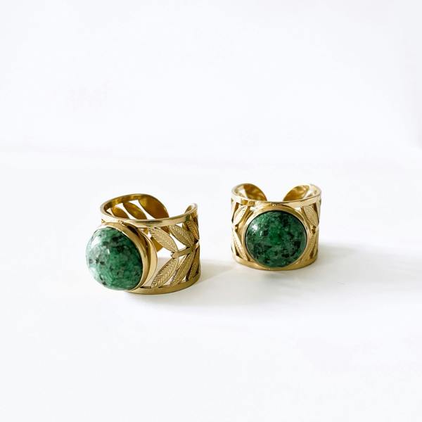 Luxe Tones Zariya Luxe 18k Gold Plated Statement Stone Ring