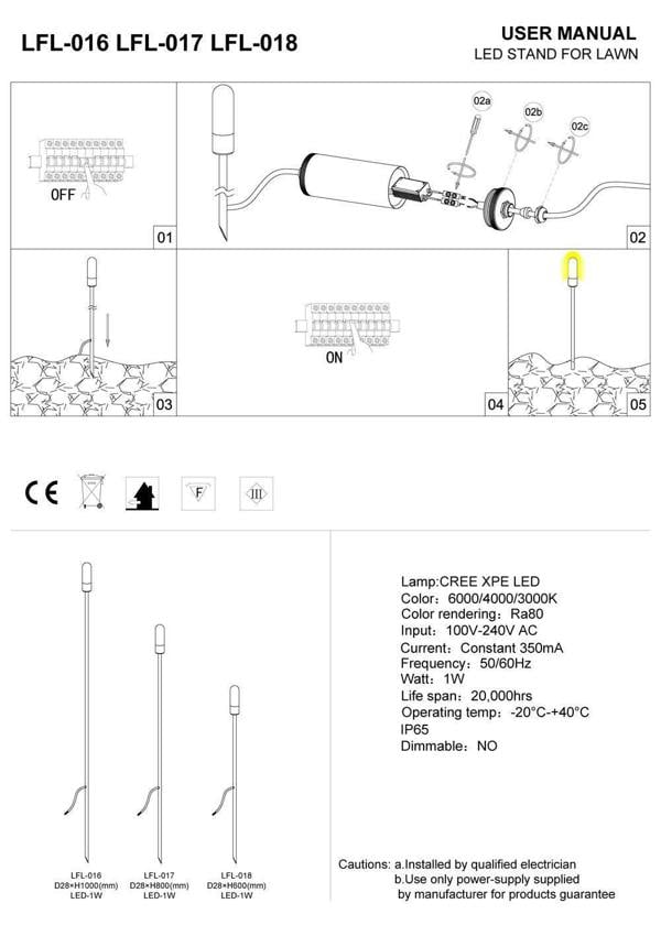 black garden spike light IP65 installation guide