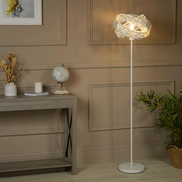 Matte White Fretwork Floor Lamp