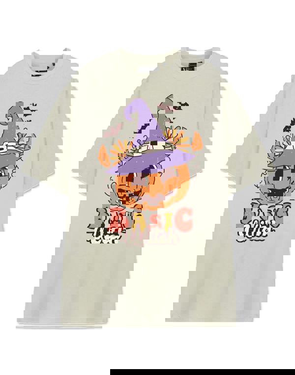 Show Me The Merch Womens Beige Basic Witch Short Sleeved T-Shirt