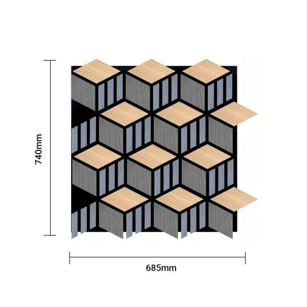 Britwall HexaCube Acoustic Wall Panel - PET + MDF Size: 685 x 740 mm (Pack of 4)