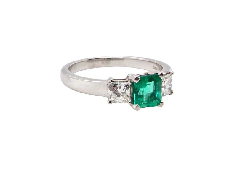 Vintage Tom A three stone emerald and diamond ring