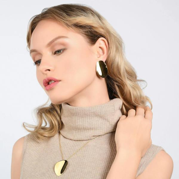 Large Gold Mirror Statement Earrings for Women - namana.london