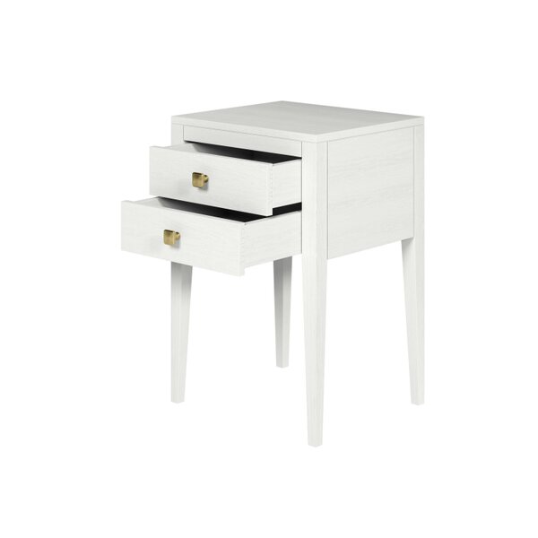 Wyld Haus Bilbo White Wood Grain Two Drawer Bedside Table