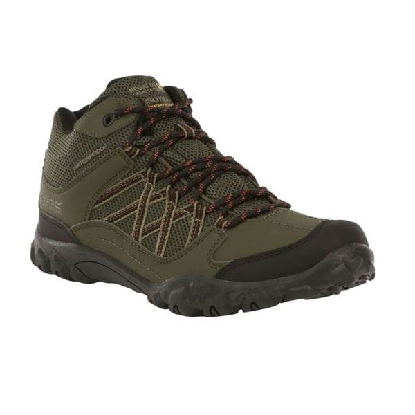 Regatta Men's Edgepoint Mid Waterproof Hiking Shoes - Bayleaf/Burnt Umber