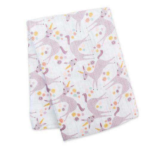 Lulujo - Large Muslin Swaddle - Unicorn