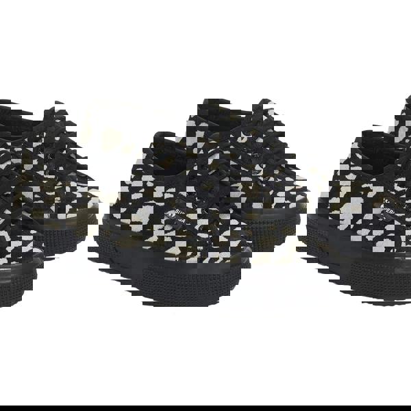 Superga Womens/Ladies 2750 Dalmatian Print Cowhide Leather Trainers - Black/Beige - 