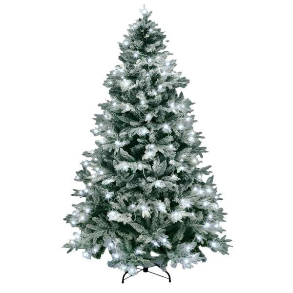 4ft to 10ft Pre-Lit Snow Flocked Artificial Christmas Tree with Cool White LEDs image 1