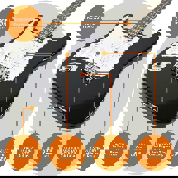 3rd Avenue 4/4 Size Electric Guitar Pack - Left Hand Black