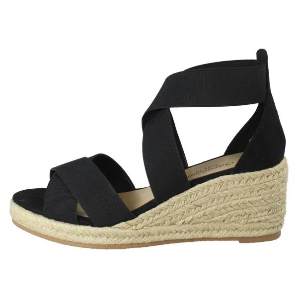 Savannah Ladies Savannah Elasticated Strap Wide Fit Wedge Heel Sandals F2308