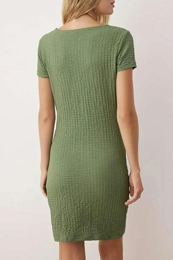 WOVCOR Drape Mini Knitted Dress with Accessory Details
