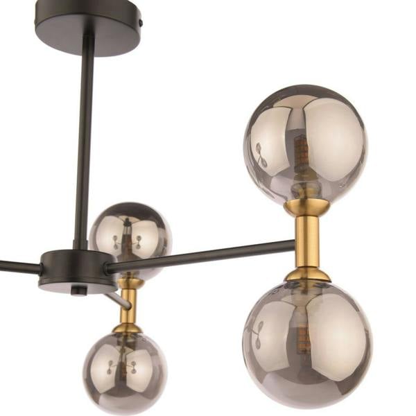 Pagazzi Lighting Loxley 6 Light Black & Gold Semi Flush Ceiling Light