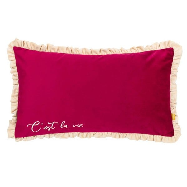 Furn Cest La Vie Embroidered Cushion Cover - Berry