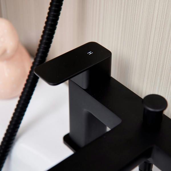 Flode Glan | Bath Shower Mixer | Including Handset and Holder | Matt Black