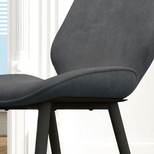 Wyld Haus Lelori Velvet Grey Dining Chairs Set Of 2 With Metal Legs