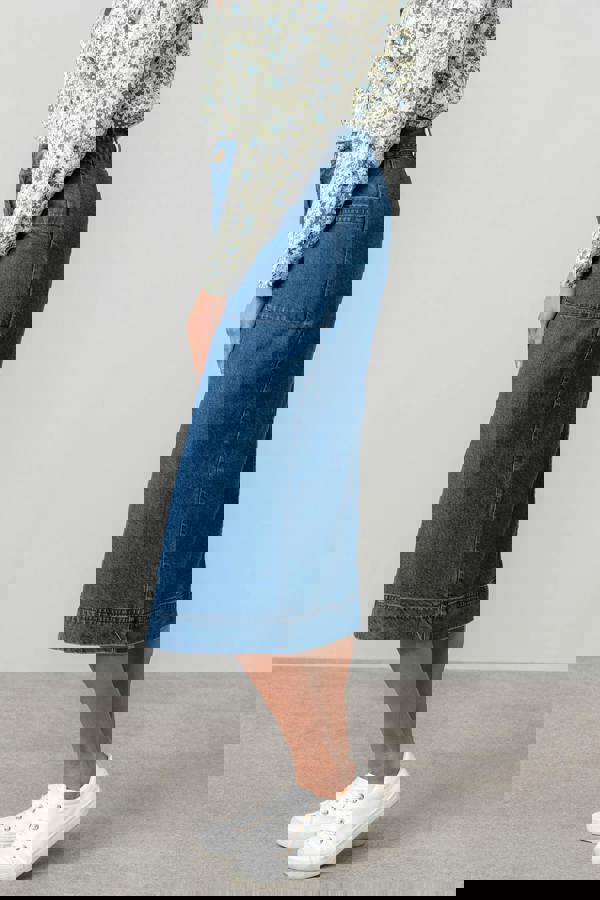 Lily & Me Penrose Denim Midi Skirt Blue