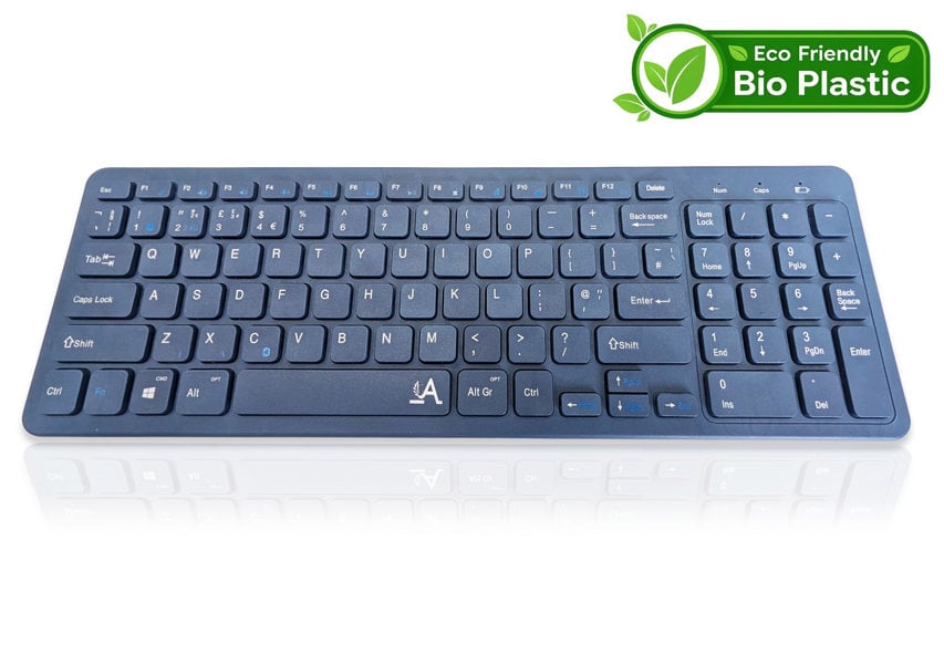 Accuratus Bio 960 Multidevice Wireless Keyboard - Multidevice Bluetooth 5.1 & RF 2.4GHz Wireless Full Size Biodegradable Plant Based Resin Keyboard