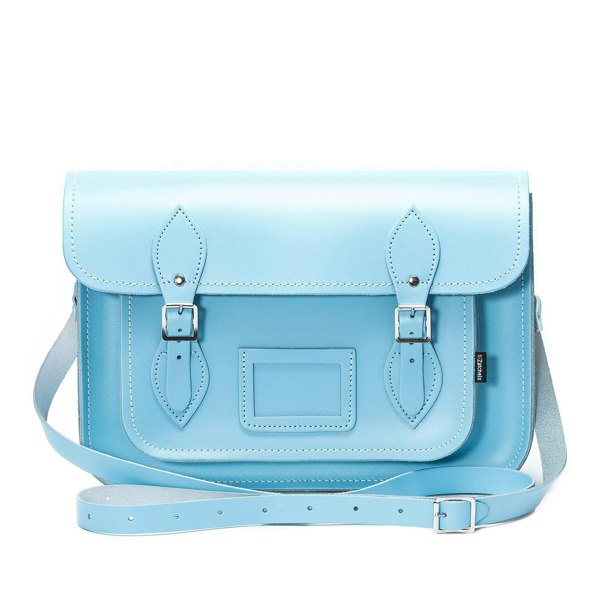 Pastel Baby Blue Leather Satchel - Satchel - Zatchels