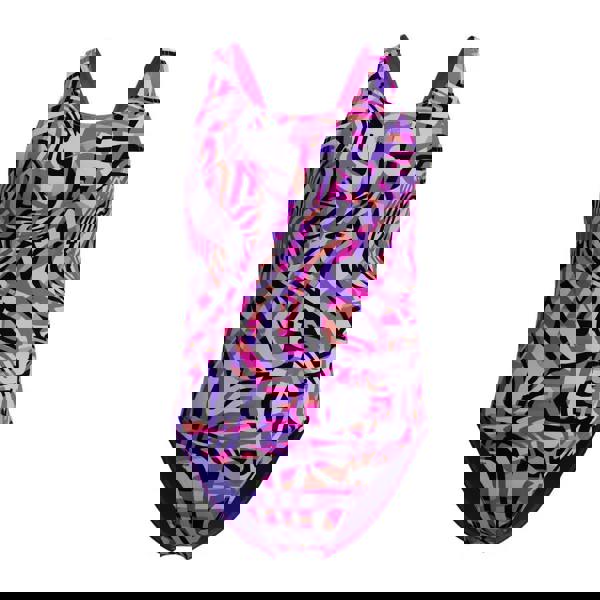 Speedo girls digital allover leaderback swimsuit in pink purple black zebra print