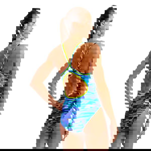 Funkita Pace Racer Diamond blue green geometric one-piece swimsuit