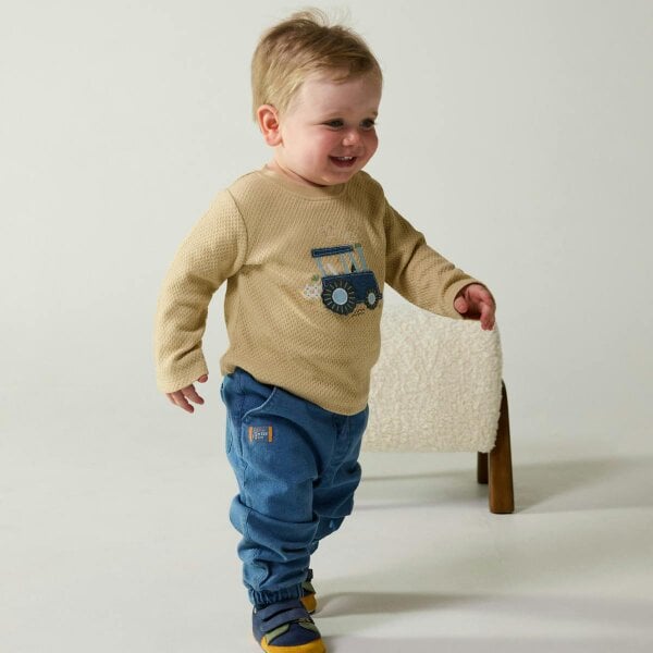 Mini Cuddles Tractor T-shirt (Beige)