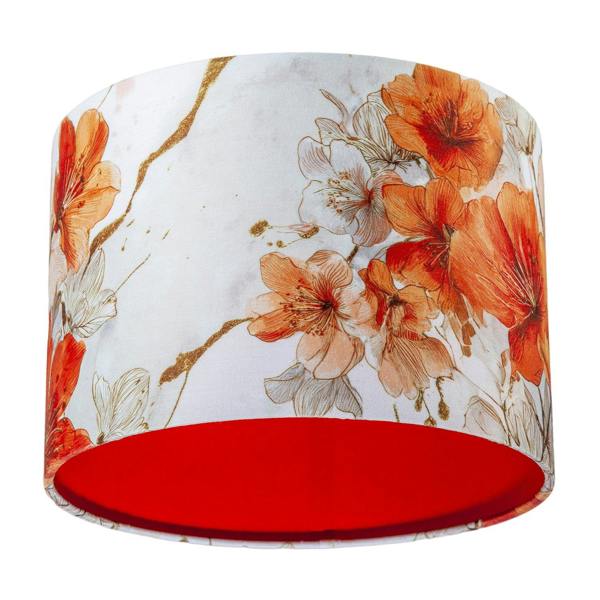 Orange and Gold Floral Watercolour Fabric Lamp Shade with Inner Lining Image 5
