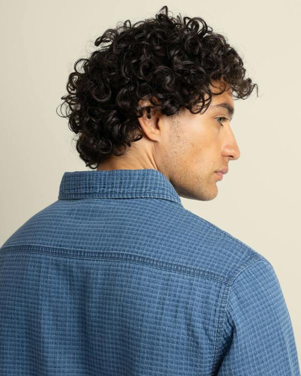 Larsson & Co Niles - Grid Denim Long Sleeve Shirt
