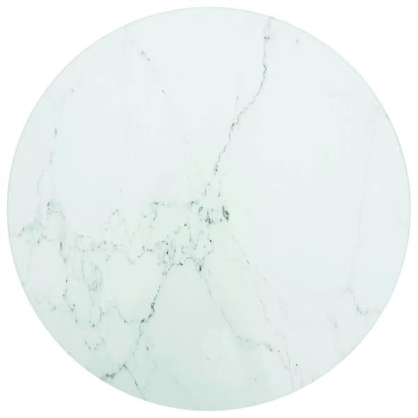 Berkfield Table Top White �_�”�_30x0.8 cm Tempered Glass with Marble Design