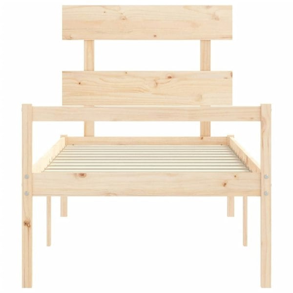 Berkfield Bed Frame with Headboard Small Single Solid Wood