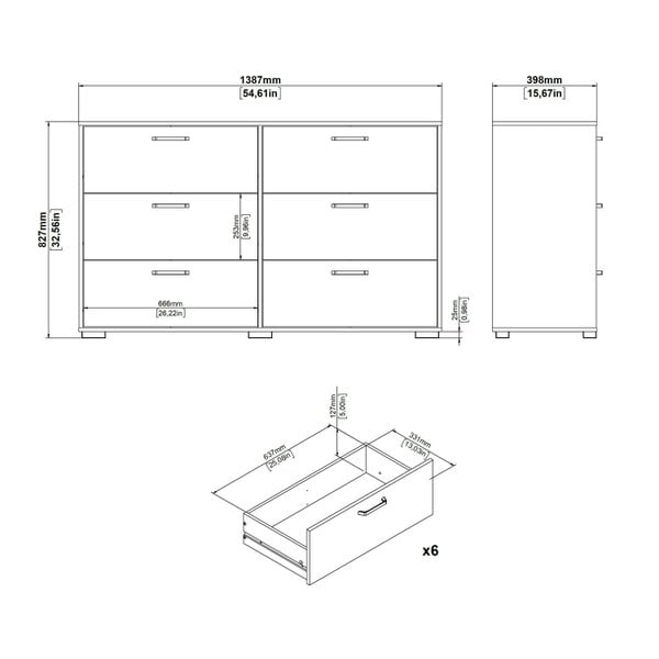 Wyld Haus Stuttgart Gloss White Chest of 6 Drawers