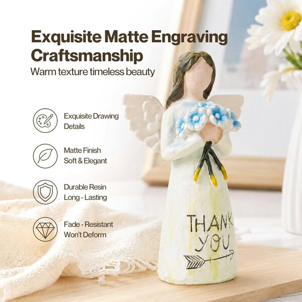 Levede Forget Me Not Sympathy Gift Angel Figurine Thank You Home Decor White