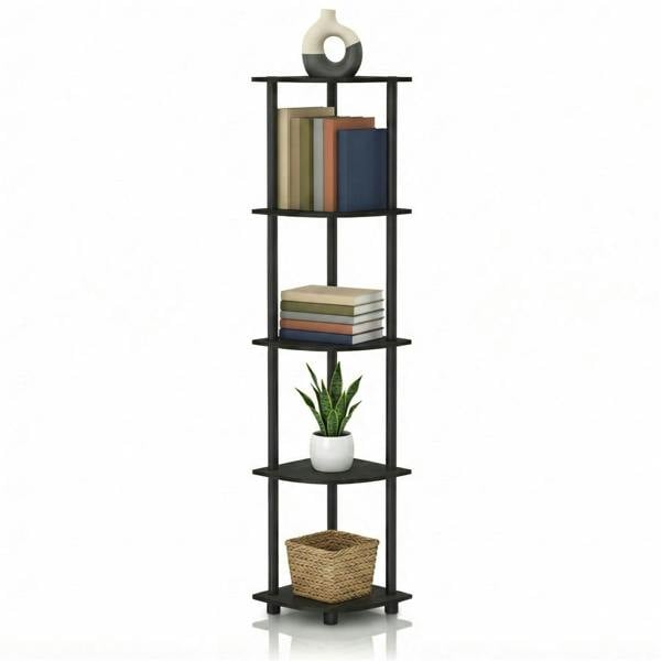 WALPLUS BK Turn-N-Tube 5 Tier Corner Display Rack Multipurpose Shelving Unit, Espresso/Black perfect for organized storage and display - 99811EX