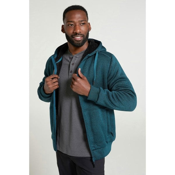 Mountain Warehouse Mens Nevis II Faux Fur Hoodie - Indigo